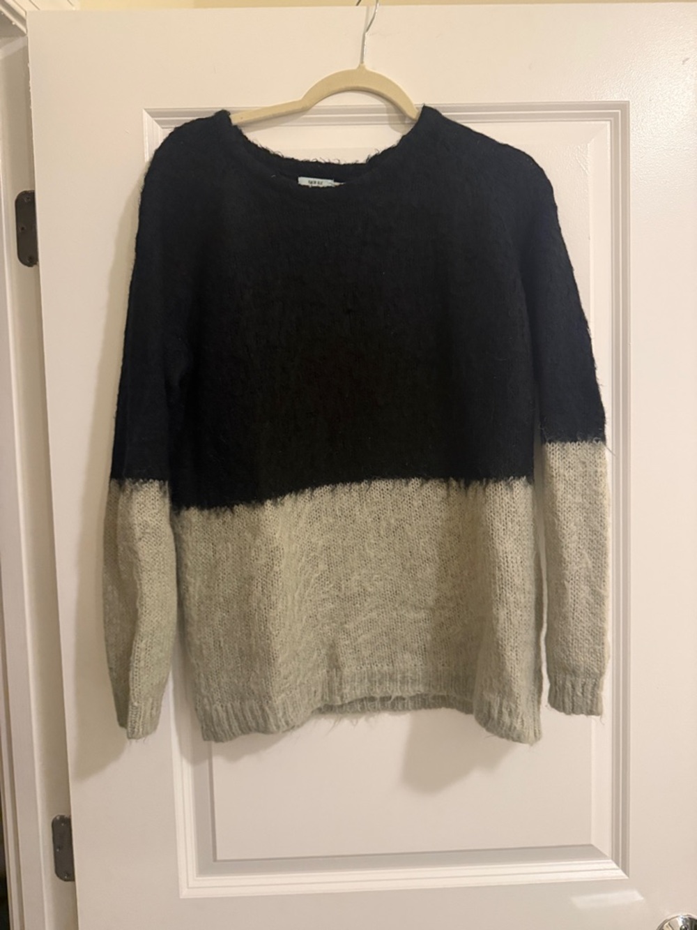 Kimchi Blue Two-Tone Black and Light Gray Crewneck Sweater